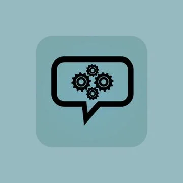 Pale blue cogs message icon Stock Illustration