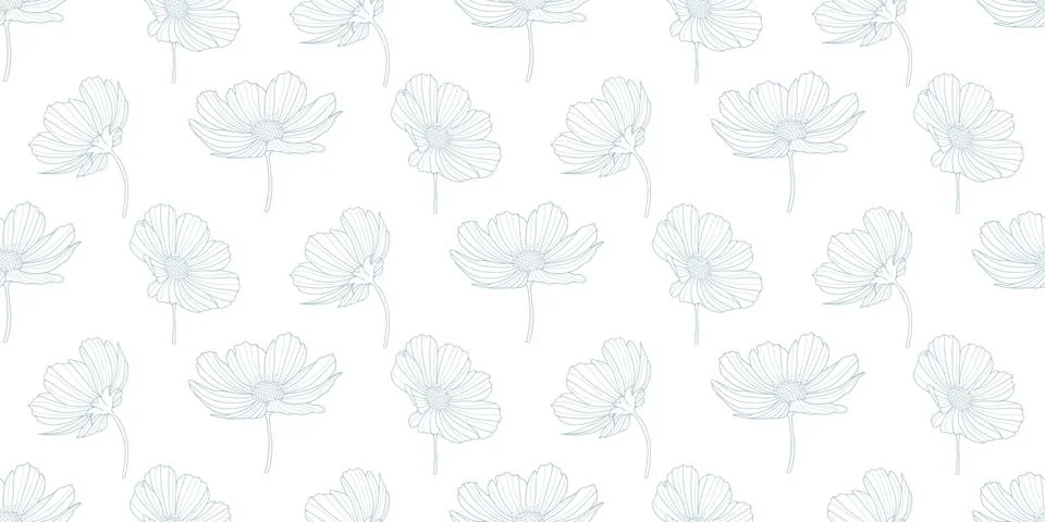 Pale blue floral seamless pattern with flowers. Stock Illustration