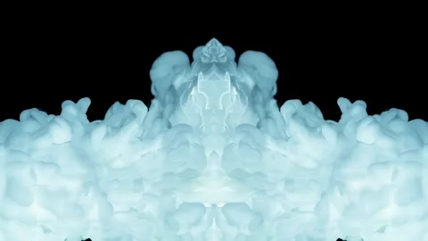 Pale blue ink spreads into a soft mirrored xray-like haze Stock Footage 338109688