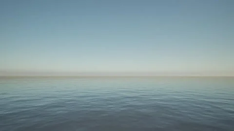 Pale Blue Ocean Horizon under Clear Sky - Clean Minimalist Stock Footage 340209756