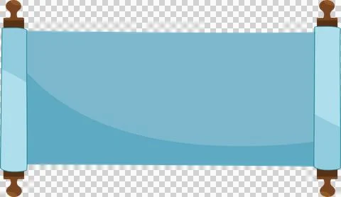 Pale blue parchment scroll is stretching across wooden rods in flat design, 스톡 일러스트
