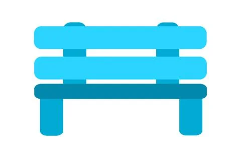 Pale blue park bench isolated, white background, front view Stock Illustration