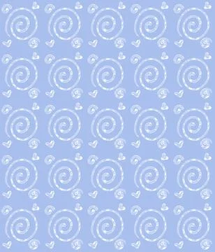 Pale Blue Spiral and Bubble Doodle Pattern Stock Illustration
