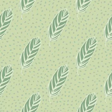 Pale botanic seamless pattern with leaves outline silhouettes. Green ornament 스톡 일러스트