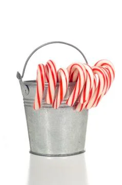 A pale of candy canes Stock Photos