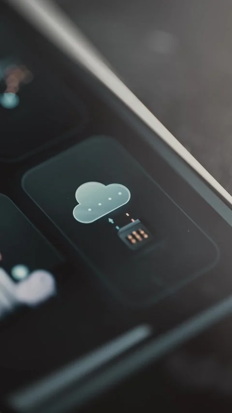 Pale cloud with four nodes exchanges small data arrows 動画素材 343375517