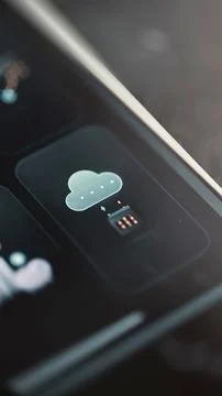 Pale cloud with four nodes exchanges small data arrows 库存照片