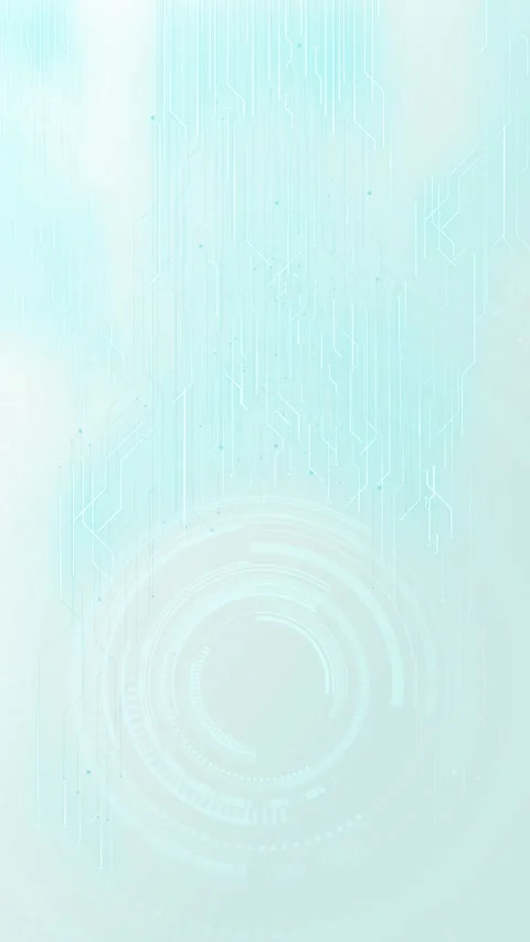 Pale cyan technology HUD background with soft circuit lines, circular interface Stock Footage 340550090