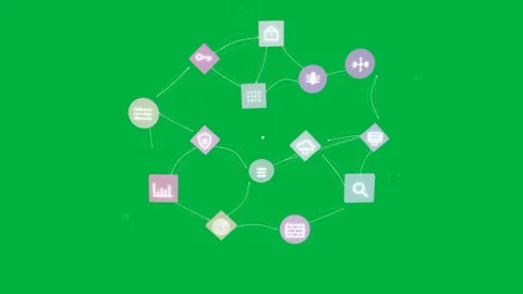 Pale diamond appearing on transparent canvas top-right driving soft icons Stock Footage 334727065