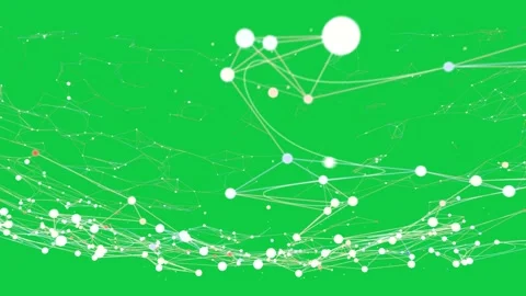 Pale dots sparking glowing ring forming, nodes linking and orbiting on Stock Footage 337142587