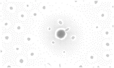 Pale Gray Circular Hubs with Tiny Particle Field Vector Background Stock Illustration