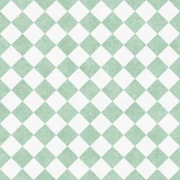 Pale green and white diagonal checkers on textured fabric background Stock Illustration