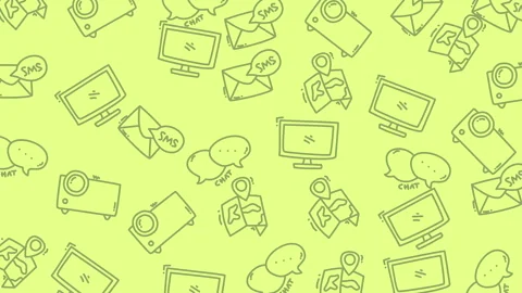 Pale green background with tech and communication icons, suitable for digital ma Video stock 325605534