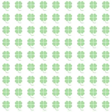 Pale Green Four Leaf Clover Pattern on White Stock Illustration