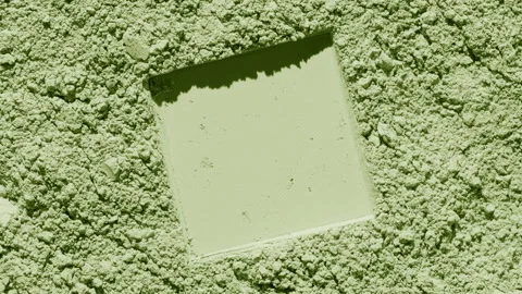 Pale green natural powder surface with square imprint Stock Footage 342563553