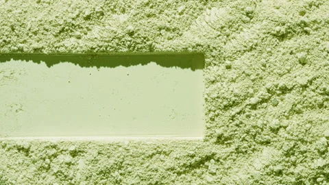 Pale green powder surface with rectangular pattern and shadows Stock Footage 340502361