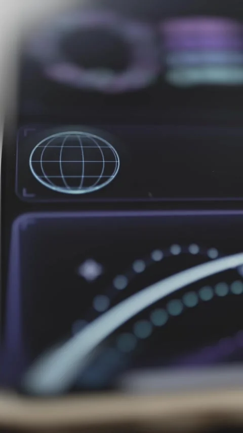 Pale gridded globe appears in a rectangular panel Stock Footage 343378398