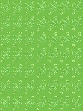 Pale Heart Outline Pattern on Green Background Stock Illustration