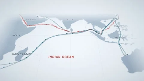 Pale Ice Perspective Map With Twin Lanes Tracing The Coal Route From 스톡 동영상 343731045