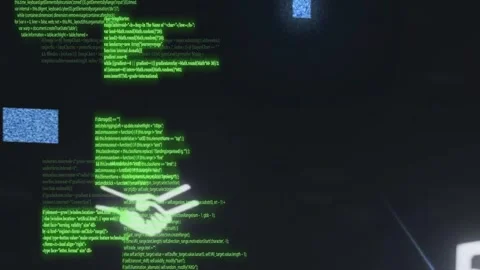 Pale icon appearing, neon code shifting, ribbon sweeping, zooming, icons Stock Footage 334337622