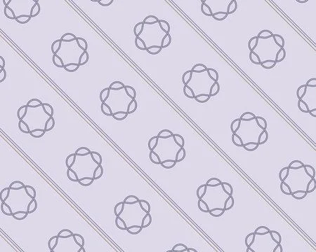 A pale lavender repeating design features interlocking rounded motifs and s.. Stock Illustration