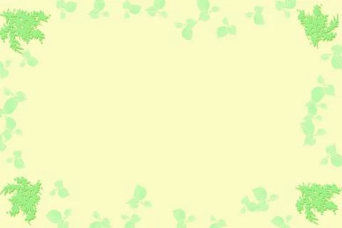 Pale light yellow frame place for text with green leaves Stockillustratie