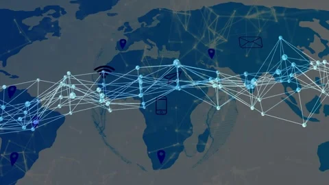Pale node line appearing, animated network mesh oscillating, expanding, linking Stock Footage 329454638