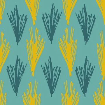 Pale pattern with abstract blue and olive grass Stock Illustration