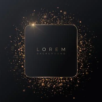 Pale pink square 3d background mockup shape with gold frame and shiny glitter. イラスト素材