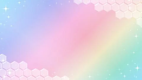 Pale rainbow hexagon pattern background.Separate top and bottom diagonally. Stock Illustration