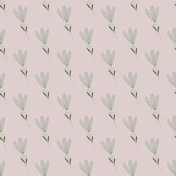 Pale seamless bloom pattern with simple flowers contoures shapes. Light paste Illustrazione stock