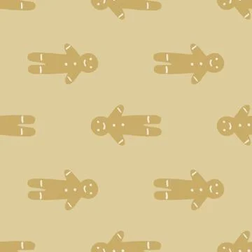 Pale seamless doodle pattern with gingerbread man cookies elements. Simple ch Stockillustratie