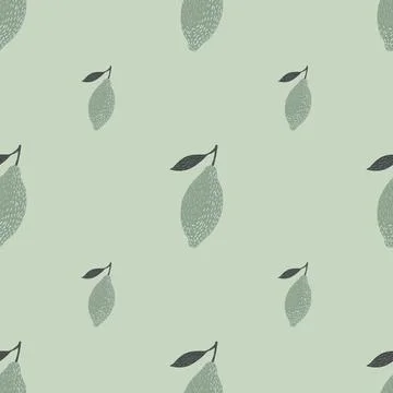 Pale seamless doodle pattern with lemon simple shapes. Grey palette citrus fr Illustrazione stock