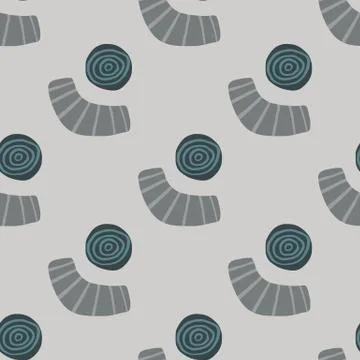 Pale seamless geometry pattern with circles and abstract forms. grey backgrou Stock Illustration