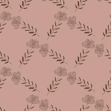 Pale seamless pattern with beige colored field flowers elements. Simple natur Stock Illustration