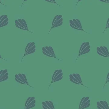Pale seamless pattern with doodle abstract cosmea flower shapes. Turquoise ba Stock Illustration