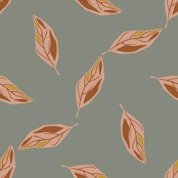 Pale seamless pattern with falling foliage ornament. Autumn beige random prin Stock Illustration