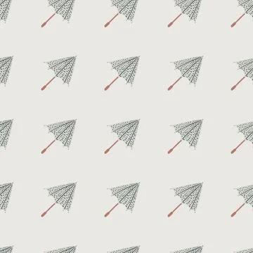Pale seamless pattern with umbrella shapes. Grey palette season autumn artwor Stock Illustration