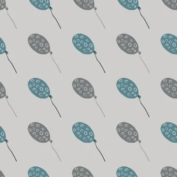 Pale simple stylized balloons print seamless pattern. Doodle birthday element Stock Illustration