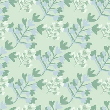Pale tone branches abstract figures seamless pattern on light blue background Stock Illustration