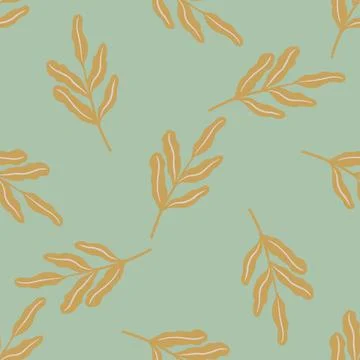 Pale tones floral seamless pattern with random foliage leaves orange silhouet Stock Illustration