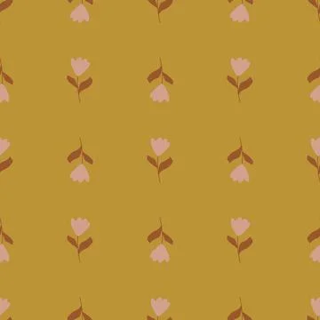 Pale tones seamless nature pattern with pink colored tulip flower print. Must Stock Illustration