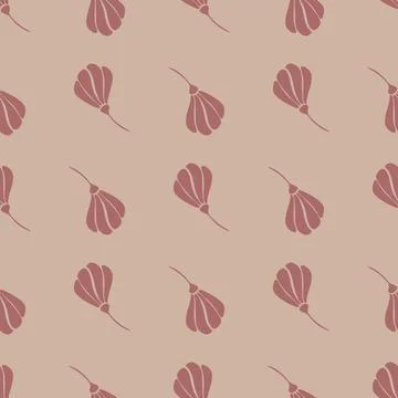 Pale tones seamless pattern with doodle abtract flowers ornament. Grey backgr Stock Illustration