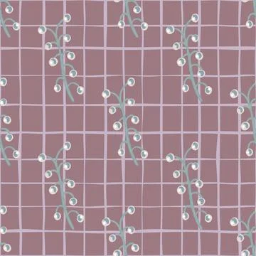 Pale tones seamless pattern with grey colored berry branches ornament. Cheque Stock Illustration