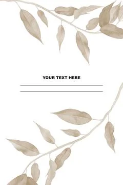 Pale tree foliage frame background. Watercolor illustration on white backgtround Stock Illustration