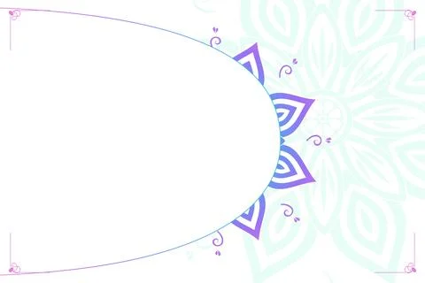 A pale white and mint composition features a softly faded mandala on the ri.. Stock Illustration