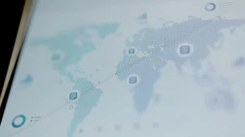 Pale world map with distributed server badges Stock Photos