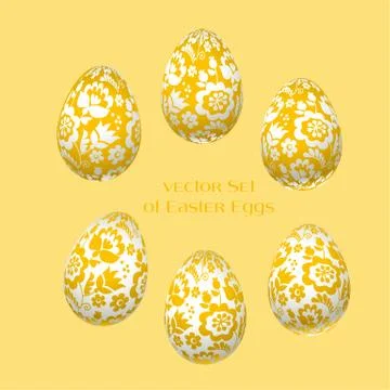 Pale yellow Easter egg decoration vector illustration. floral folk-style deco Stock Illustration