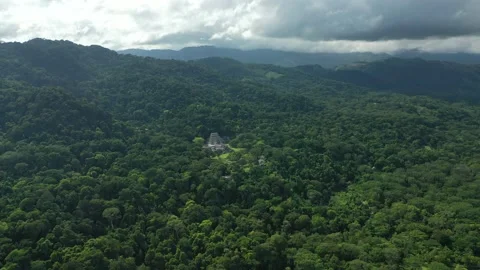 Palenque Pyramids Cinematic Drone View with Mountains and Jungle 4K Stock Footage 145604893