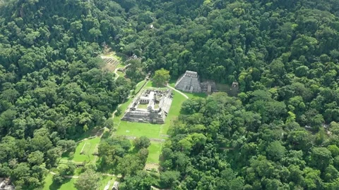 Palenque Pyramids Drone View, Archaeological Site in Mexico 4K Stock Footage 145605219
